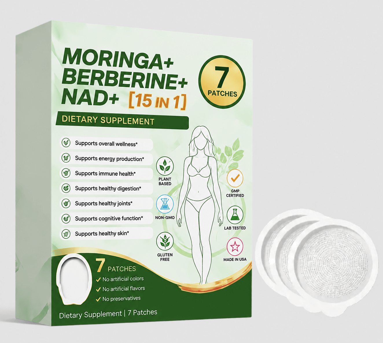 CA Moringa+ Berberin+ NAD+ 15-in-1 Patch | 7 Pflaster/Box